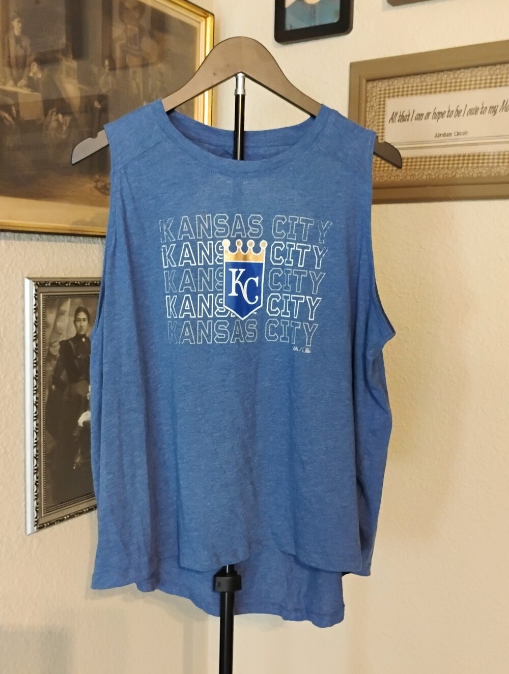 Majestic Blue Kansas City Women's Size 2XL Sleeveless Graphic Muscle Tank